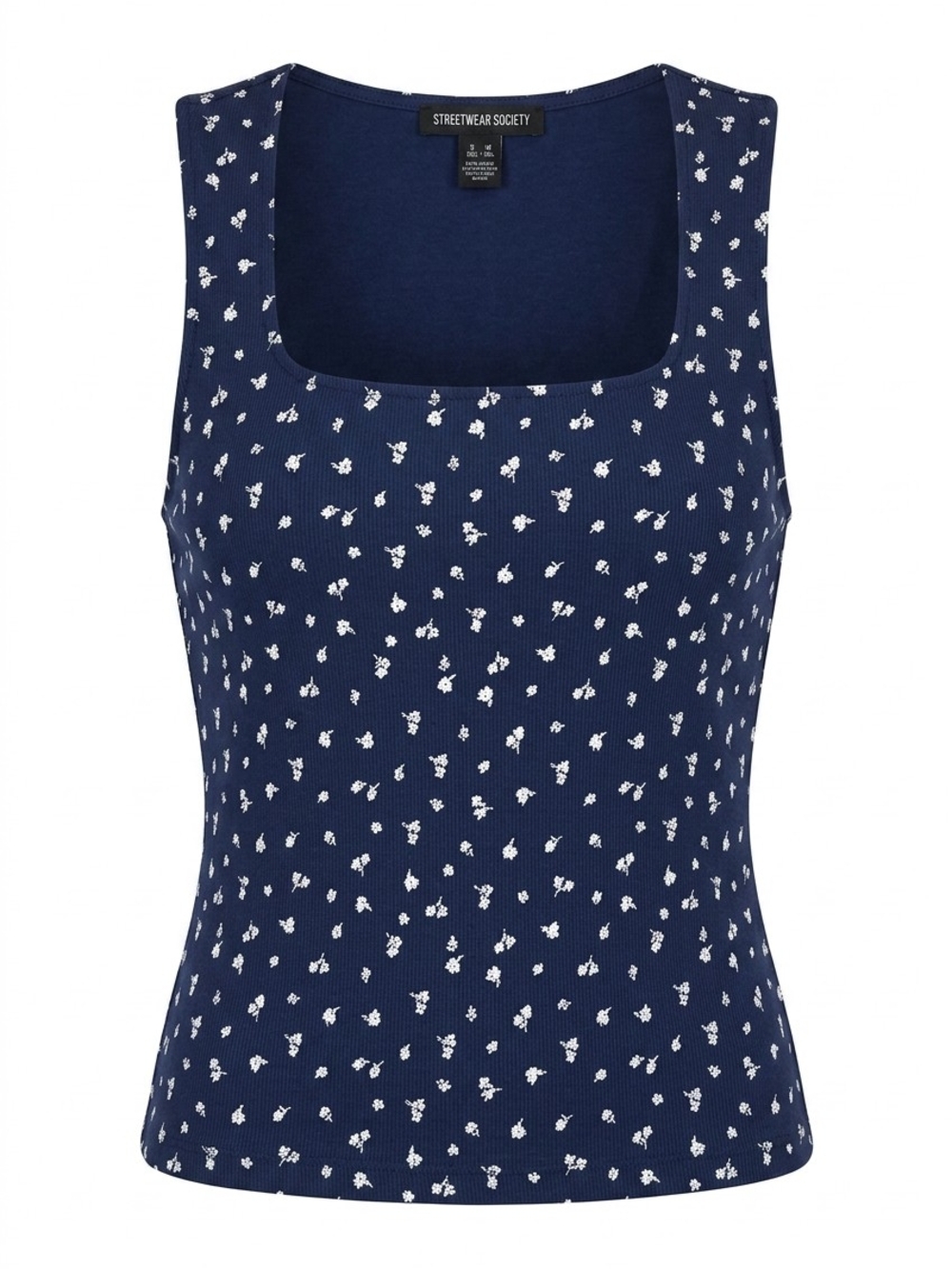 Streetwear Society Women's Navy Floral Square-Neck Tank